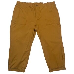 Old Navy Brown Mustard Cotton Stretch Cropped Elastic Waist Pants NWT Size 3X